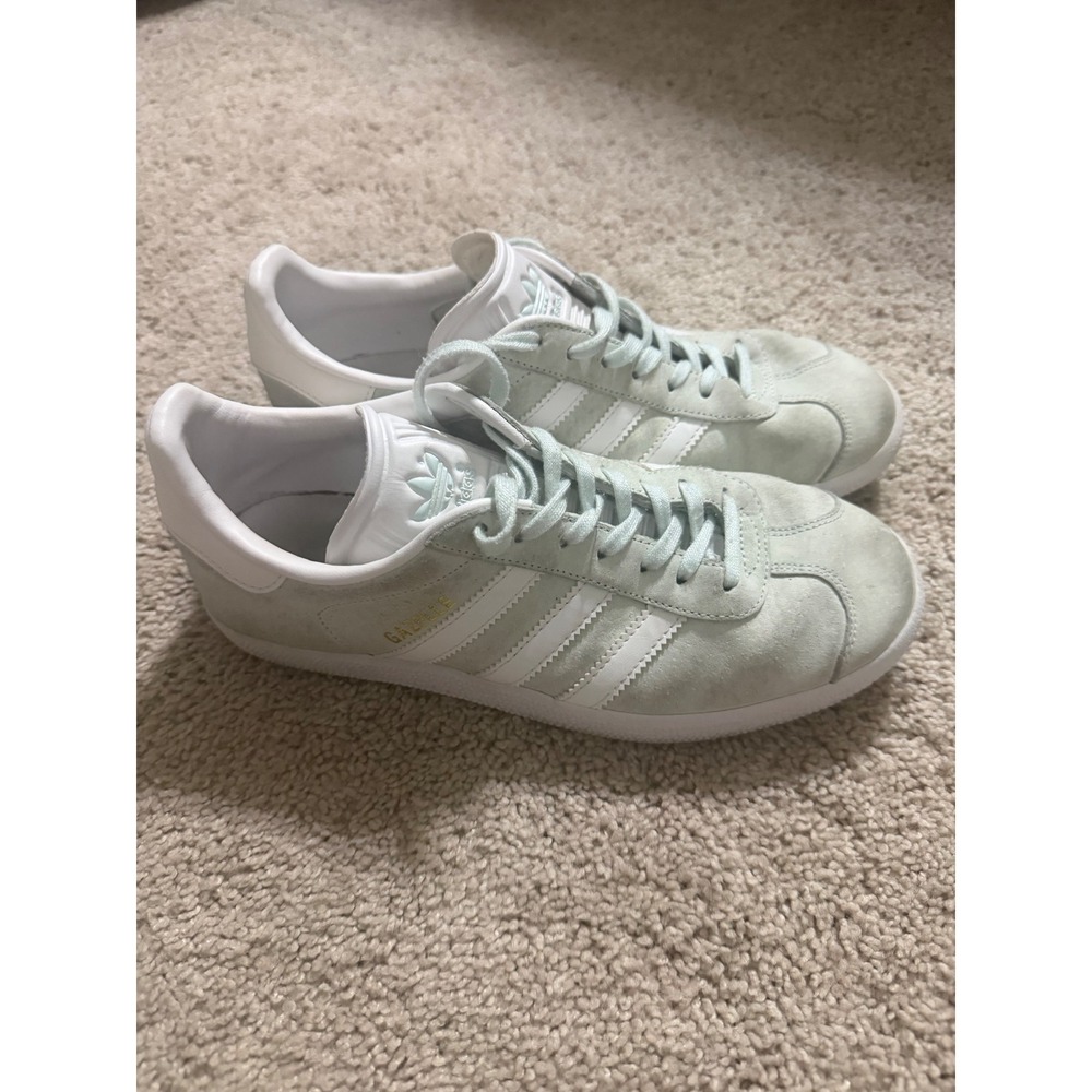 Adidas Gazelle Mint Green Suede White Stripes Sneakers BA9599 Womens 6.5 Mens 5